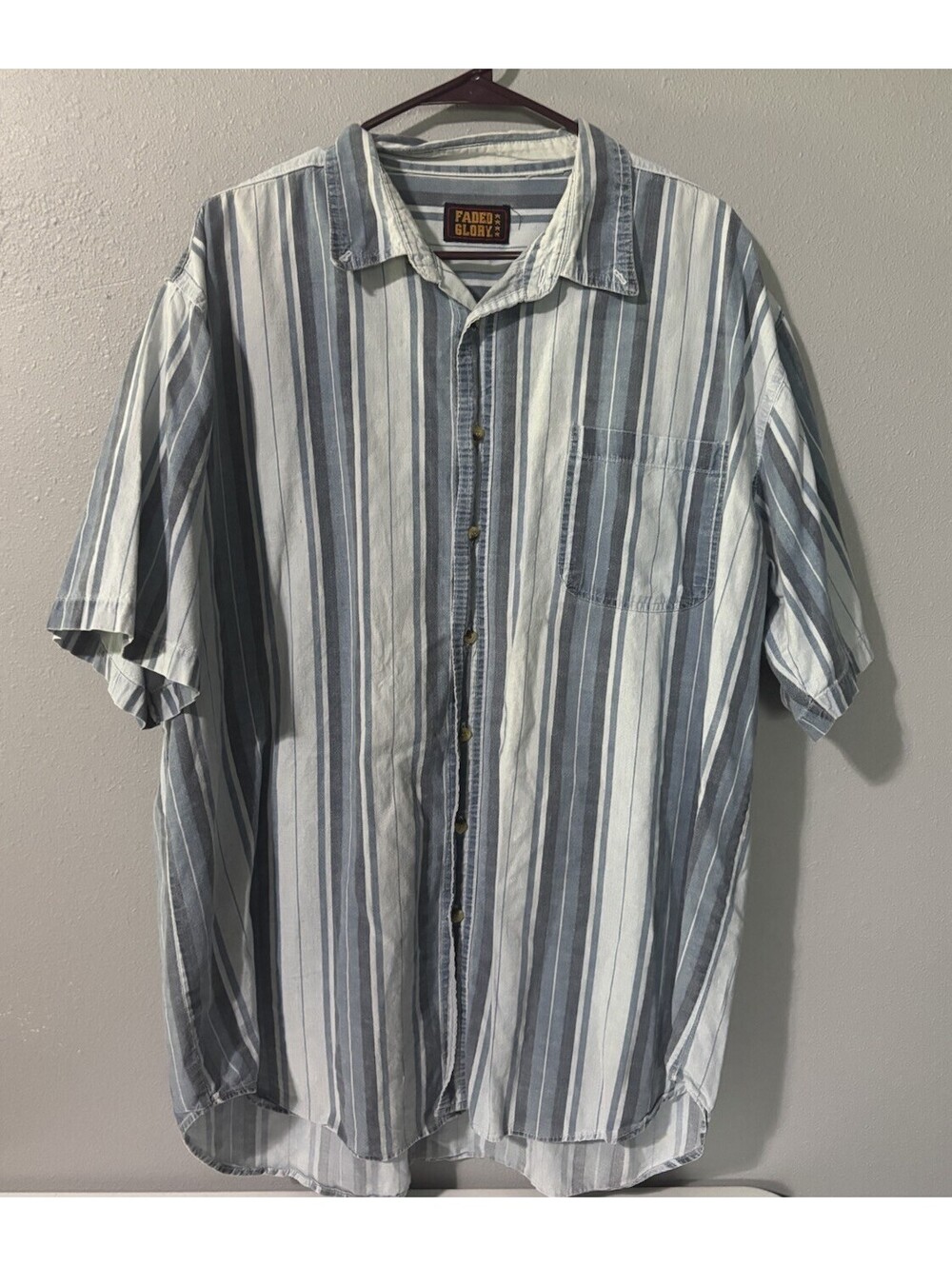 Vintage Faded Glory Blue Striped Button Up 2X 3X